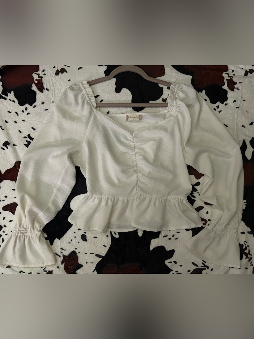 🤍Altar'd State Ruched Square-Neck Peplum Blouse Size Medium 🤍